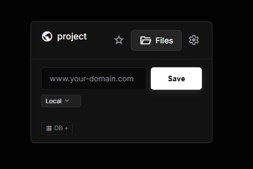 Project card showing the Files button